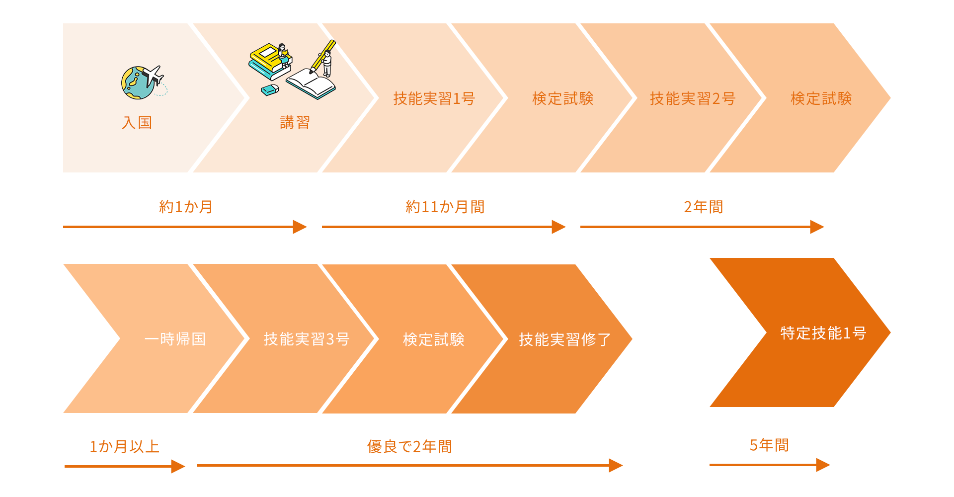 受入までの流れと滞在期間